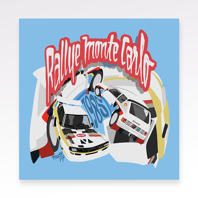 Print Rallye Monte Carlo 1985 Audi und Peugeot
