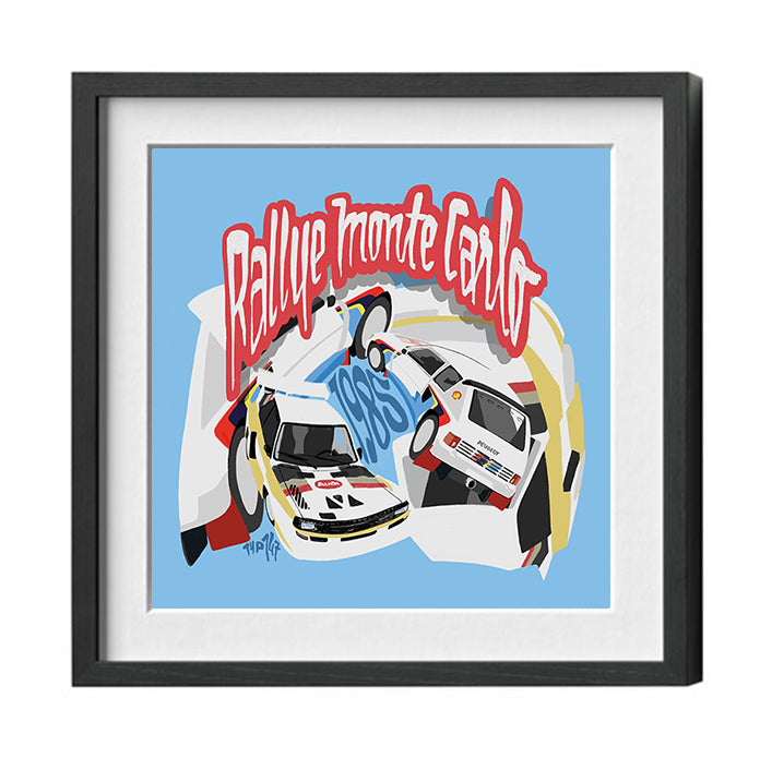 Print Rallye Monte Carlo 1985 Audi und Peugeot