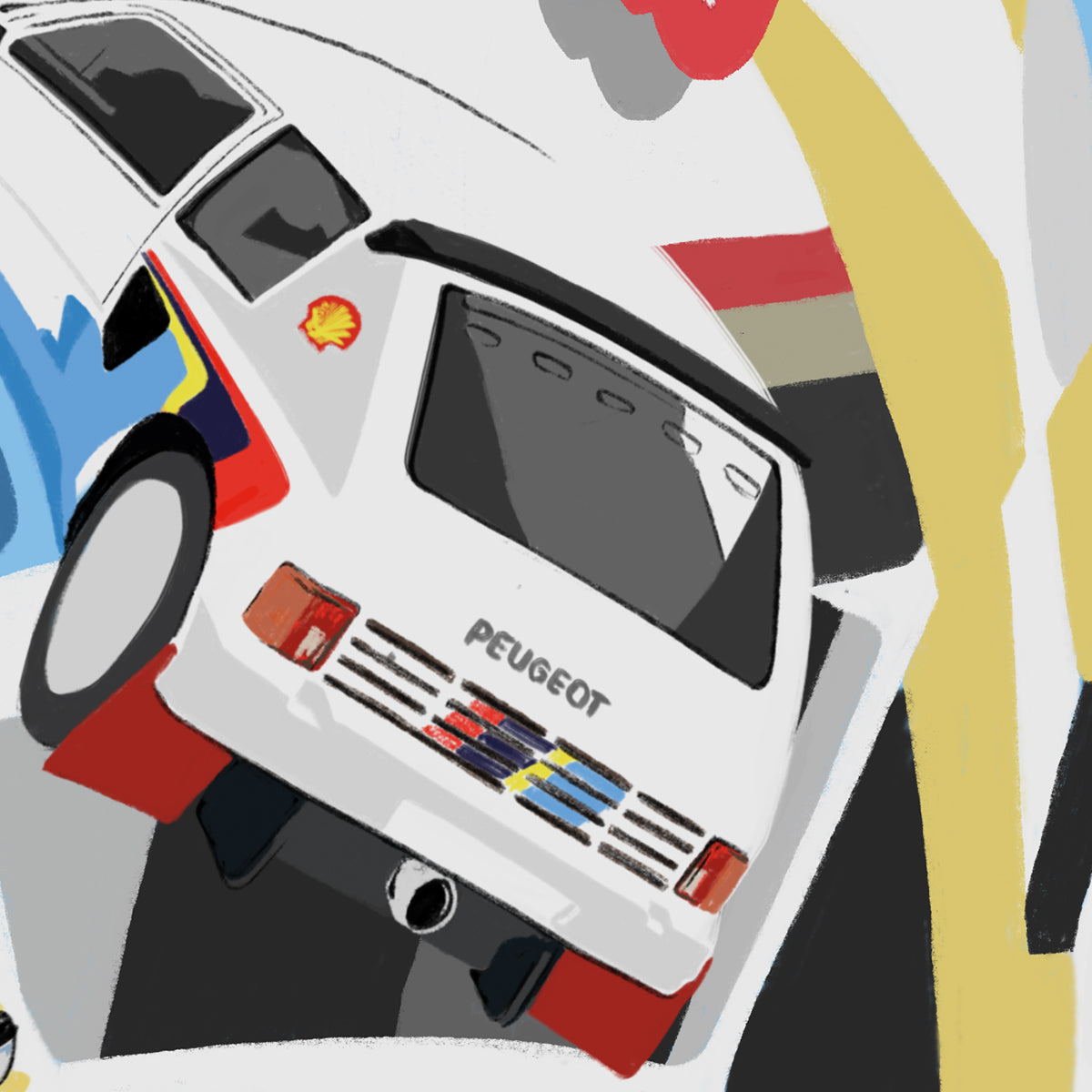 Print Rallye Monte Carlo 1985 Audi und Peugeot